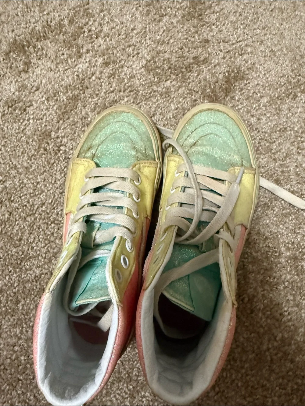 Vans Kids High-Top Sneakers in Pink,‎ Mint & Yellow